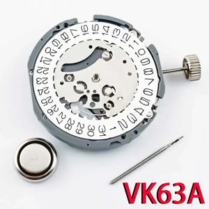 배터리 포함 크로노그래프 쿼츠 무브먼트, 일본 정품 VK63A, 일본 오리지널 메커니즘 VK63 VK61A VK67A 모드 교체 무브먼트