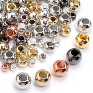 CCB 빅 홀 비즈, 라운드 볼 느슨한 스페이서 비즈, DIY 주얼리 제작 팔찌 목걸이, 4mm, 5mm, 6mm, 8mm, 10mm, 12mm, 14mm, 20-100 개/로트