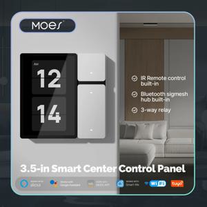 MOES Tuya WiFi 스마트 제어판 3.5인치 터치스크린, 릴레이 및 버튼 3개, IR 원격, Bluetooth Sigmesh 허브, 홈 오토메이션
