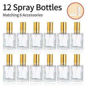 12pcs+6 액세서리 15ml 투명 향수 15ml 스프레이 병, 12개의 병, 3개의 깔때기 및 3개의 하위 포장 유물 포함