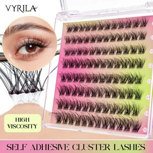 VYRILA 자체 접착 클러스터 속눈썹 접착제가 없는 DIY 개별 속눈썹 연장 자연 부드러운 속눈썹 접착제 필요 없음 세그먼트 속눈썹