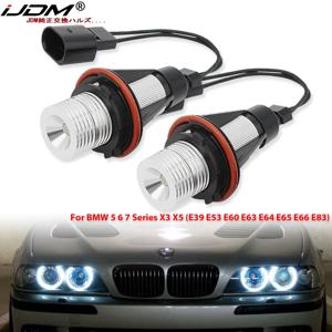 iJDM 화이트 LED 엔젤 아이 링 마커 전구 BMW 5 6 7 시리즈 X3 X5 (E39 E53 E60 E63 E64 E65 E66 E83)용, 헤드라이트 전구에는 사용하지 않음