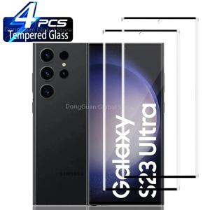 삼성 갤럭시 S23 울트라 5G HD 스크린 보호대, 곡선 4 면 접착제 강화 유리, 2 개, 4 개