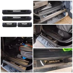 Toyota Hilux REVO 2015 2019 2023 도어 씰 스커프 플레이트 프로텍터 트림 페달 스티커 액세서리 용 자동차 픽업 임계 값 스트립