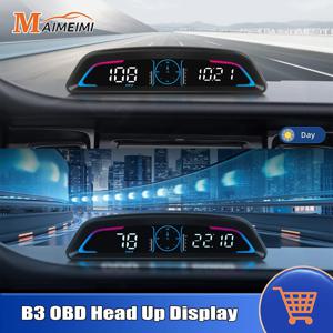 B3 OBD HUD 자동차 헤드업 디스플레이 디지털 속도 RPM 수온 전압 알람 알림 미터 전자 액세서리 (휘발유 차량용)