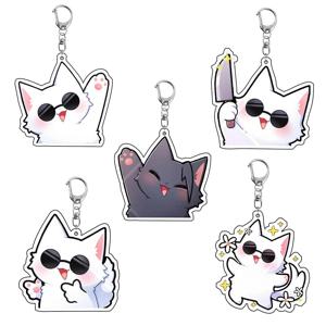 5 개/대 애니메이션 Gojo Satoru 고양이 키 체인 열쇠 고리 액세서리 귀여운 가방 펜던트 열쇠 고리 아크릴 만화 친구 선물 도매