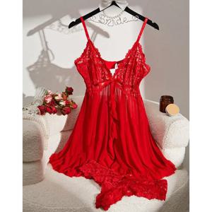 투명 울트라 짧은 드레스 섹시한 란제리 경량 딥 V 슬링 Nighty Loungewear 여성 잠옷 레이스 Nightdress 여성