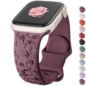애플 워치 밴드 42mm, 41mm, 40mm, 45mm, 49mm, 44mm, 플로럴 엠보싱 브레이슬릿, iWatch 시리즈 12, 11, 10, 9, 7, SE, 6, 8, 울트라 4용 스트랩