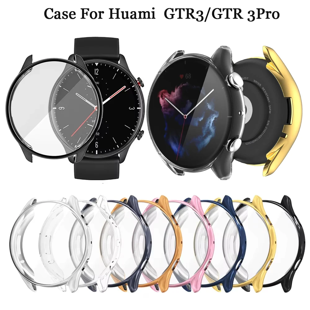 Amazfit GTR 3 3Pro TPU 소프트 케이스 보호 슬리브 쉘 안티 스크래치 커버 Amazfit GTR 3 Pro 용 전체 화면 보호기