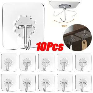 1-10Pcs 투명 자기 접착제 벽 후크 후크에 Anti-skid Traceless 헤비 듀티 스틱 욕실 주방 벽 스티커 액세서리