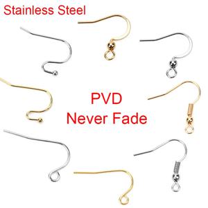 50pcs 결코 PVD 스테인레스 스틸 귀걸이 후크 걸쇠 대량 많은 안티 알레르기 귀걸이 Diy 쥬얼리 결과에 대한 용품 만들기