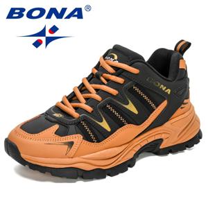 BONA 새로운 클래식 스타일 남성용 레이스업 스니커즈, 야외 조깅 및 걷기용, 편안하고 통기성 좋은 남성용 신발