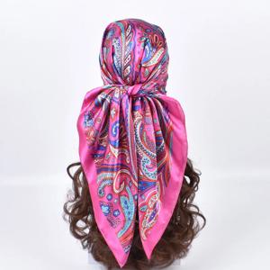 고품질 실크 스카프 여성 스퀘어 새틴 Hijab 스카프 일반 손수건 Shawls 랩 머리 여성 머리띠 이슬람 Bandanna