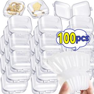 10-100PCS 미니 스토리지 박스 투명 플라스틱 쥬얼리 스토리지 박스 컨테이너 휴대용 귀걸이 반지 귀마개 포장 케이스
