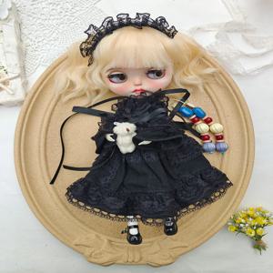 블라이스 인형 드레스 빈티지 레이스 다크 블랙 드레스 28-30cm OB22 OB24 AZONE 브라이스 인형 액세서리 브라이스 인형 옷 드레스