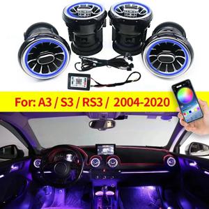 아우디 A3 S3 RS3 8V 8Y 8P 2004-2020 차량 대시보드용 256색 LED 에어벤트, 앰비언트 라이트 에어컨 출구 노즐 개조
