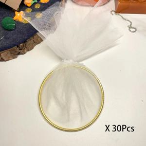 30Pcs 80/75/65mm 메쉬 장식 액세서리가있는 골드 서클 아기 쇼 선물, 수제 팔찌 아몬드 드라제 웨딩 선물