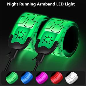 야간 러닝 완장 LED 라이트 밴드 사이클링 안전 완장 야외 스포츠 안전 팔 벨트 다리 경고 충전식 손목 밴드