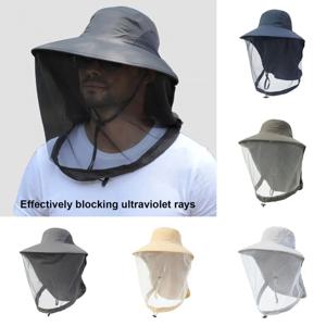낚시 곤충 보호 모자 모기 머리 그물 전체 메쉬 Drawstring 방풍 스트랩 양봉을위한 모기 예방 모자