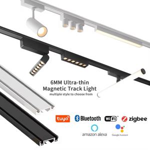 T26 스마트 마그네틱 트랙 라이트 디밍이 가능한 천장 표면 실장 알루미늄 LED DC48V Alexa Tuya Zigbee 홍수 스포트라이트 블랙 화이트