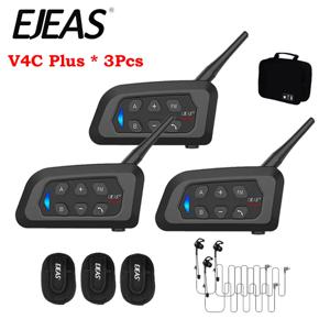 3PCS EJEAS V4C Plus 1500M 전이중 블루투스 이어폰 헤드폰 축구 회의 인터폰 3 사용자 축구 심판 헤드셋