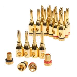 20/8Pcs 24k 금도금 바나나 플러그 뮤지컬 케이블 및 스피커 잭용 4mm 오디오 스피커 커넥터 내구성 핀 플러그