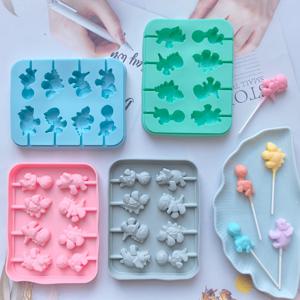 공룡 모양 8홀 롤리팝 실리콘 몰드 1개, 롤리팝, 하드 캔디, DIY 초콜릿 케이크 장식 플러그인에 적합
