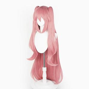 끝의 세라프 오와리의 세라프 Krul Tepes 코스프레 가발 핑크 애니메이션 마녀 뱀파이어 할로윈 파티 두 포니 테일 가발
