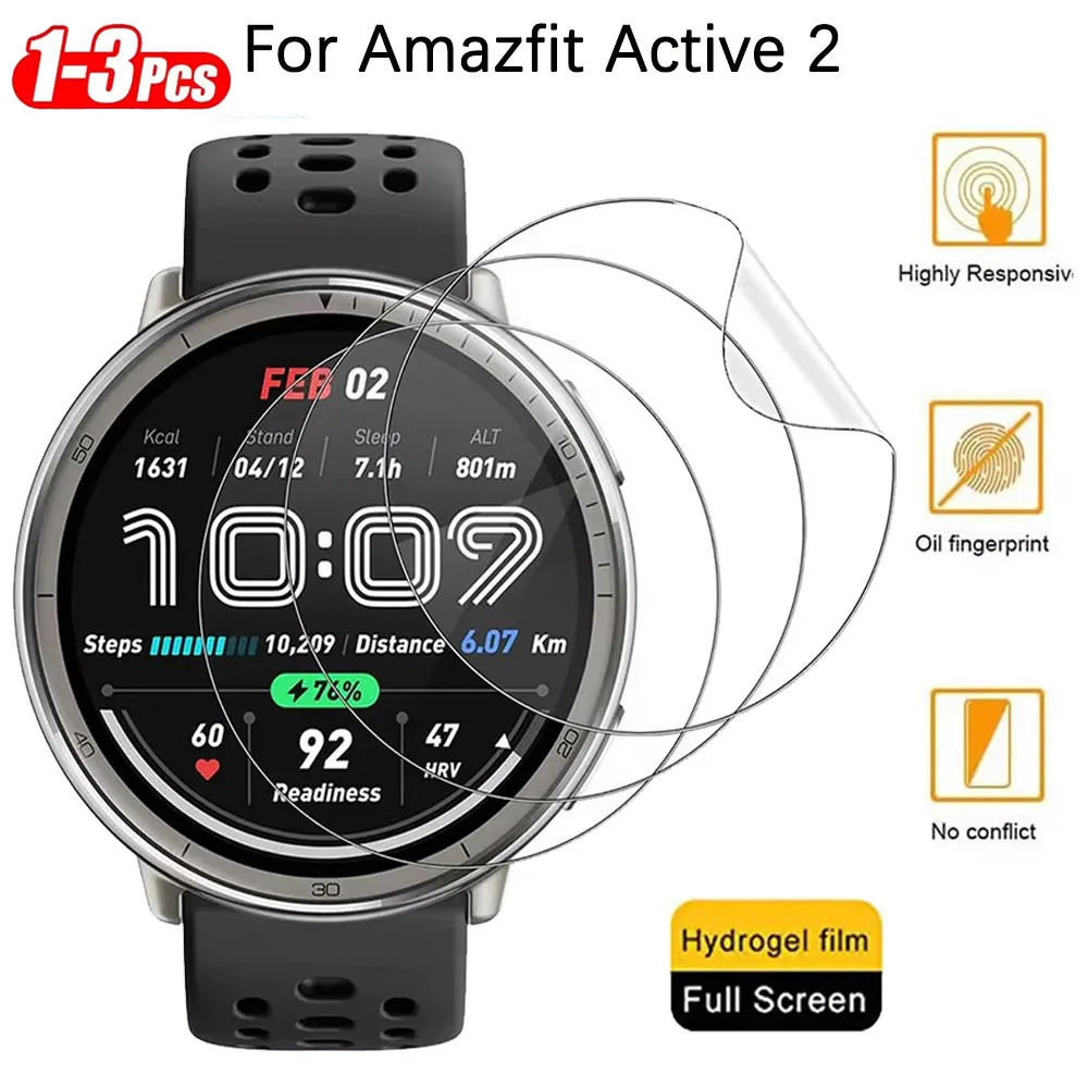 1-3PCS Amazfit Active 2 용 초박형 투명 하이드로 겔 필름 Amazfit Active 2 액세서리 용 보호 필름 커버 교체