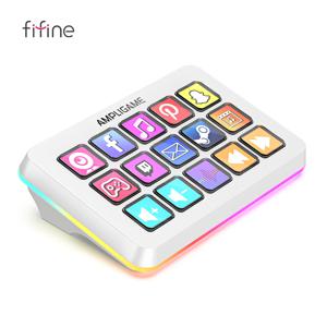 FIFINE D6 매크로 스트림 컨트롤러 OBS/Twitch/YouTube용 라이브 스트리밍용 15키 프로그래밍 가능 데크를 사용한 앱 트리거 액션