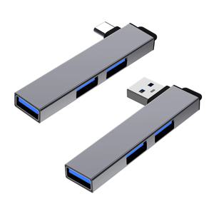 USB 허브, 3포트 알루미늄 USB 허브 (USB 2.0 및 USB 3.0 포트 포함), USB 분배기, 노트북, PC, 플래시 드라이브, HDD용 USB 확장기