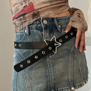 여성용 디자이너 벨트 고품질 럭셔리 팜 펑크 하라주쿠 스타 아일렛 Y2K 소녀 청바지 벨트 여성 블랙 허리띠 Strass