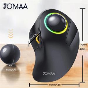 게임용 Jomaa RGB 백라이트 트랙볼 마우스 제어 게이머 Windows Mac 용 Bluetooth 오른손 수직 트랙볼 마우스