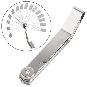 16 블레이드 미터법 필러 게이지 0.05-1.0mm 곡선 밸브 오프셋 측정 도구 점화 플러그 갭 밸브 태핏