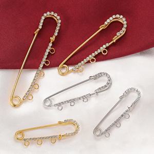 5pcs 라인 석 대형 안전 핀 DIY 담요 스커트에 대 한 3/4/5 루프와 크리스탈 브로치 니트 직물 공예 보석 만들기