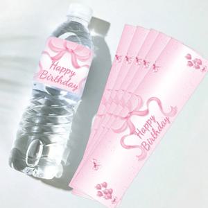 20pcs 핑크 블루 보우 디자인 생일 축하 물병 레이블 스티커, 선물 생일 파티 축하 장식 용품