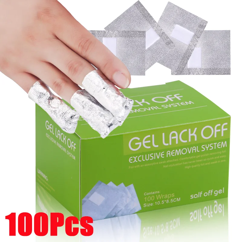 100Pcs 알루미늄 호일 매니큐어 리무버 랩 일회용 아크릴 젤 폴란드어 메이크업 손톱 청소 도구에 대 한 종이 제거