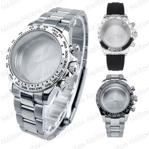 NEITON VK63 39mm 시계 케이스 실버/골드 스트랩 포함 VK63 시계용 솔리드 스테인레스 스틸 자동 무브먼트 액세서리 부품