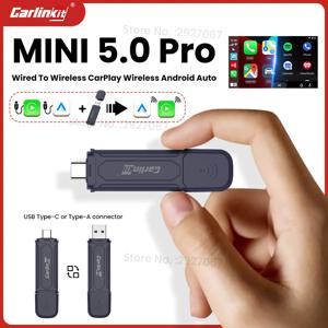 CarlinKit 미니 5 프로 무선 카플레이 어댑터, 플러그 앤 플레이, 안드로이드 오토 박스, OEM 차량용 USB 동글, 와이파이 블루투스 자동 연결
