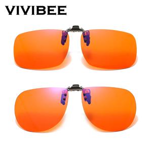 VIVIBEE 블루 라이트 차단 안경에 클립을 뒤집기 남성 컴퓨터 오렌지 안티 레이 필터 게임 렌즈 여성 안경