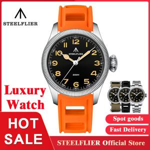 STEELFLIER 공식 SF741 클래식 쿼츠 손목 시계 기념품 사파이어 미러 VH31 음소거 200M 방수 럭셔리 빛나는 시계