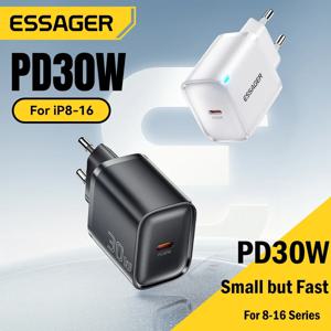Essager 30W Type-C 충전기 PD 3.0 iPhone 16 15 14 Pro 용 USB C 충전기 Samsung Huawei Xiaomi Tablet iPad Air Pro 전화 충전기