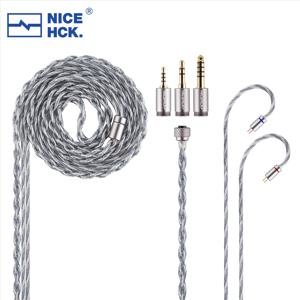 NICEHCK BlueLuna 실버 도금 OFC 플랫 2Pin HiFi 이어폰 업그레이드 IEM 케이블 HIMALAYA NX8 DaVinci 용 3-in-1 분리형 플러그