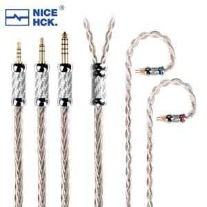 NICEHCK SilverCat HiFi 오디오 IEM 와이어 교체 8 코어 실버 도금 합금 케이블 Tangzu WAN ER HOLA Zero P50 ET142 용 2Pin 4.4mm