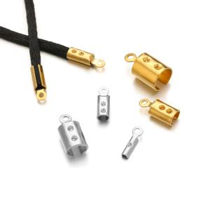 50pcs 스테인레스 스틸 고품질 크림프 엔드 비즈 모자 DIY 쥬얼리에 대 한 가죽 코드 클립 목걸이 커넥터 용품 만들기