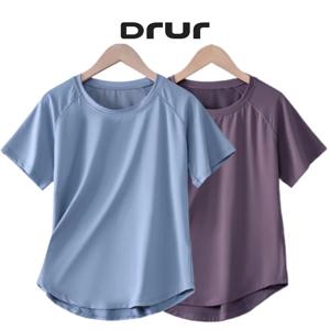 DRUR 여성 스포츠 티셔츠 반팔 빠른 건조 느슨한 압축 셔츠 여성 여름 피트니스 운동복 러닝 체육관 탑 New