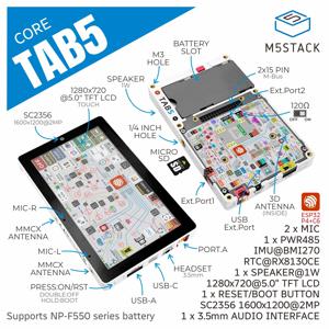 M5Stack 공식 Tab5 IoT 컨트롤러/개발 키트(ESP32-P4) -배터리 없음