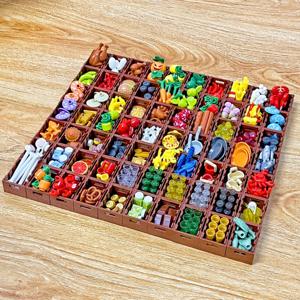 MOC 음식 및 도구 빌딩 블록 DIY 장난감 해산물 고기 야채 과일 디저트 잔 요리 작은 입자 빌딩 블록