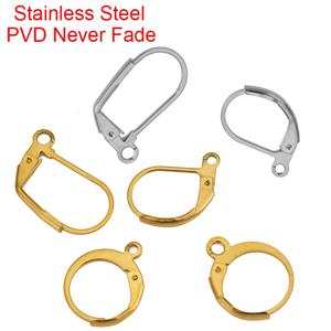 20pcs PVD는 결코 스테인레스 스틸 귀걸이 후크 Clasps를 퇴색하지 않습니다. Diy 쥬얼리 결과 액세서리를 만들기위한 저자 극성 귀걸이
