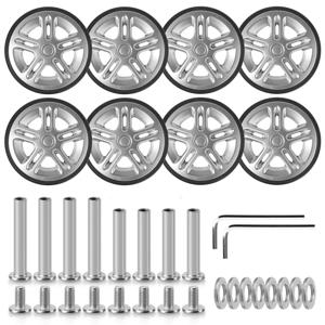 8Pcs 실버 수하물 휠 교체 나사 여행 수하물 바퀴 교체 가방 부품 60mm 액슬 캐스터 휠 수리